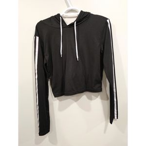Black Cropped Hoodie - L